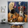 Moonlit Night With Wizard Cat And Dog On Halloween Pumpkin Shower Curtain