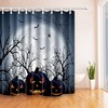 Moonlit Pumpkin Bat Halloween Shower Curtain, Spooky Bathroom Decor