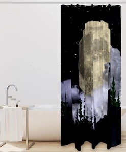 Moonlit Wolf Pack Shower Curtain with Fabric Print for Home Decor and Accessories