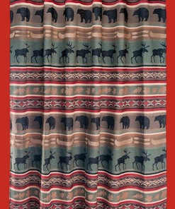 Moose And Bear Canoe Cabin Shower Curtain - A New Addition To Backwoods Collection