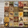 Moose Lake Country Lodge Cabin Fabric Shower Curtain with Bear and Pine Trees