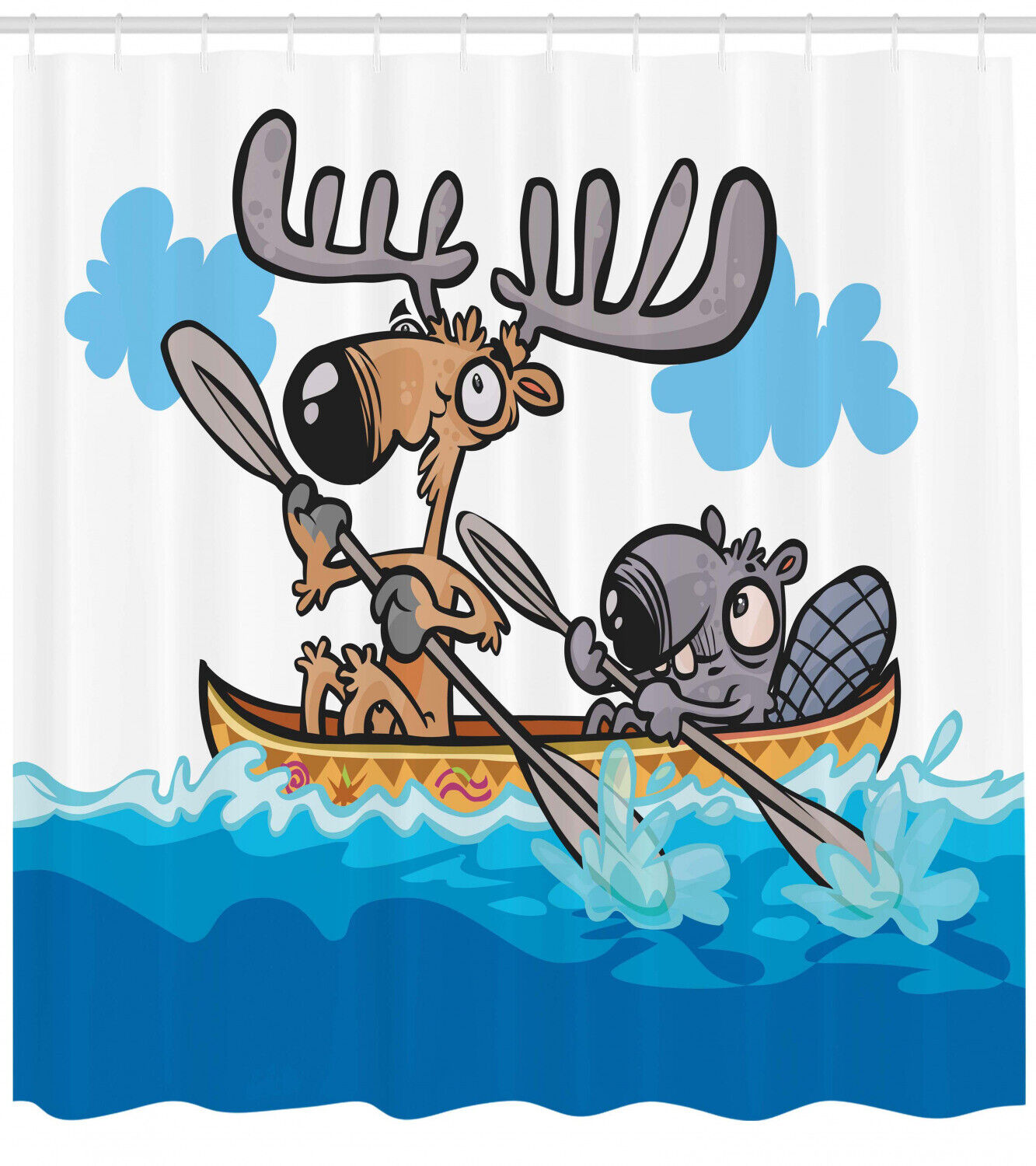 Moose Print Psychedelic Watercolors Shower Curtain for Bathroom