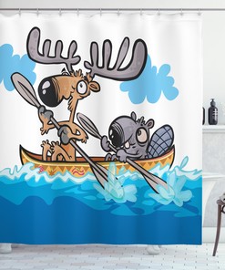 Moose Print Psychedelic Watercolors Shower Curtain for Bathroom