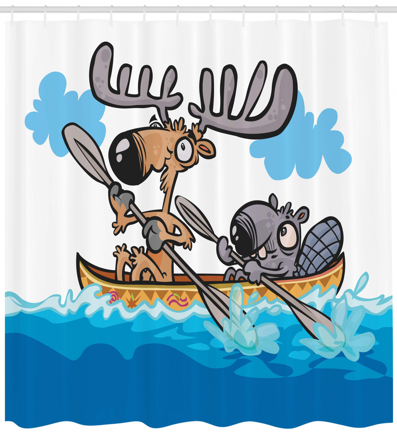 Moose Print Psychedelic Watercolors Shower Curtain for Bathroom