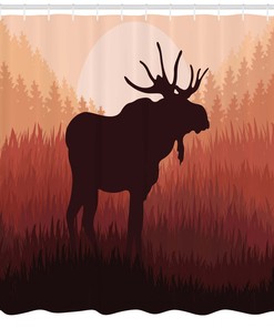 Moose Print Shower Curtain for Rustic Bathroom Decor