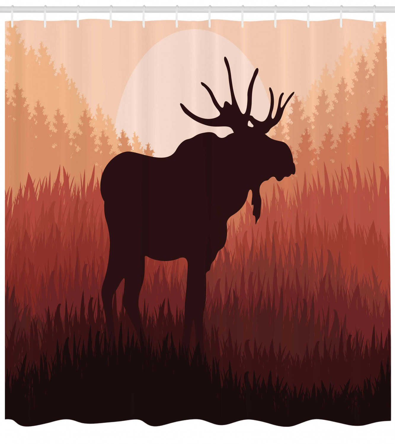 Moose Print Shower Curtain for Rustic Bathroom Decor