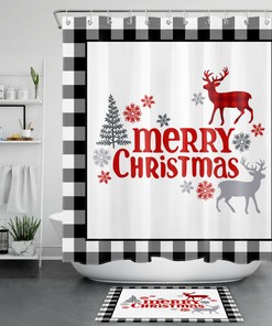 Moose Printed Shower Curtain With Stunning Forest Scenery - Waterproof And Long-Lasting