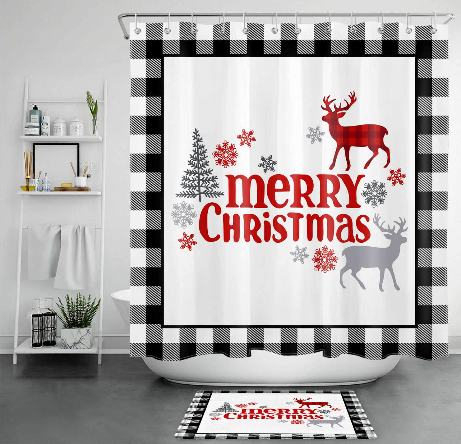 Moose Printed Shower Curtain With Stunning Forest Scenery - Waterproof And Long-Lasting