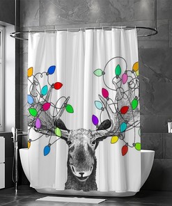 Moose Shower Curtain For Bathroom - Rustic Farmhouse Decor With Funny Humor