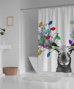 Moose Shower Curtain For Bathroom - Rustic Farmhouse Decor With Funny Humor