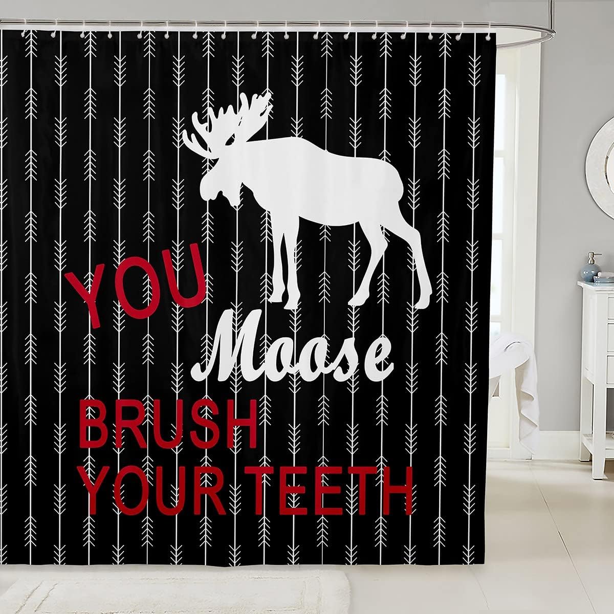 Moose Silhouette Arrows Tribal Ethnic Kids Shower Curtain for Girls Boys Adults