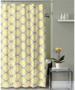 Moroccan Chic Grey Lemon Yellow Floral Moroccan Design Shower Curtain