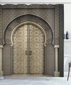Moroccan Gate Geometric Print Shower Curtain for Bathroom