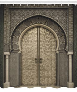 Moroccan Gate Geometric Print Shower Curtain for Bathroom