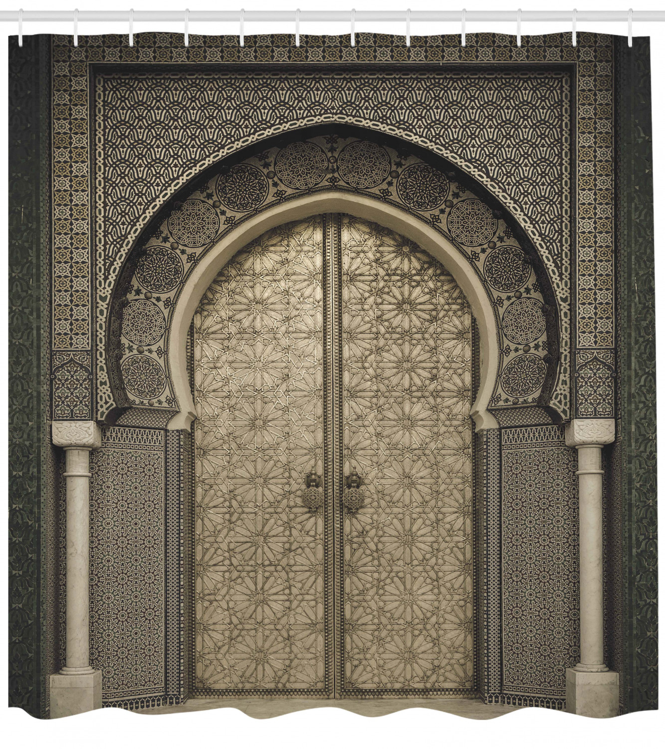 Moroccan Gate Geometric Print Shower Curtain for Bathroom