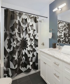Moroccan Geometric Shower Curtain For A Contemporary Bathroom