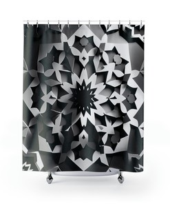 Moroccan Geometric Shower Curtain For A Contemporary Bathroom