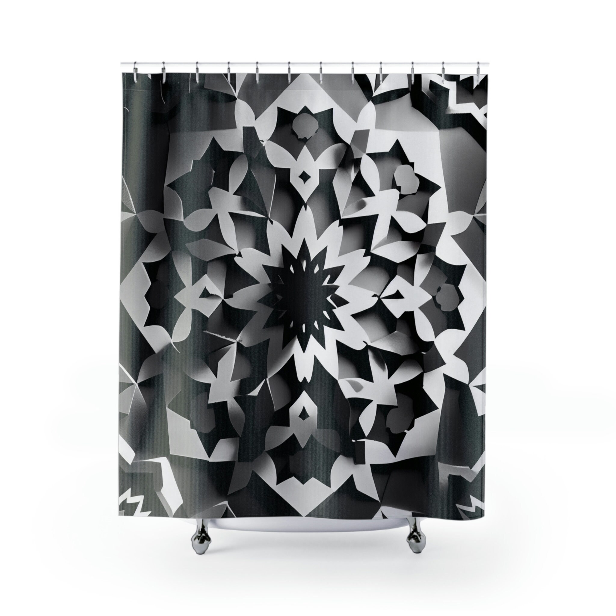 Moroccan Geometric Shower Curtain For A Contemporary Bathroom