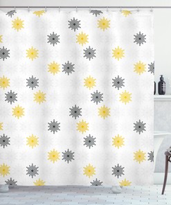 Moroccan Sun Flowers Dots Print Shower Curtain for Bathroom