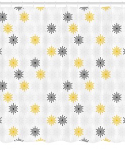 Moroccan Sun Flowers Dots Print Shower Curtain for Bathroom