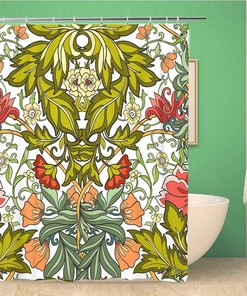 Morris Floral In Middle Ages Colored Pattern Shower Curtain