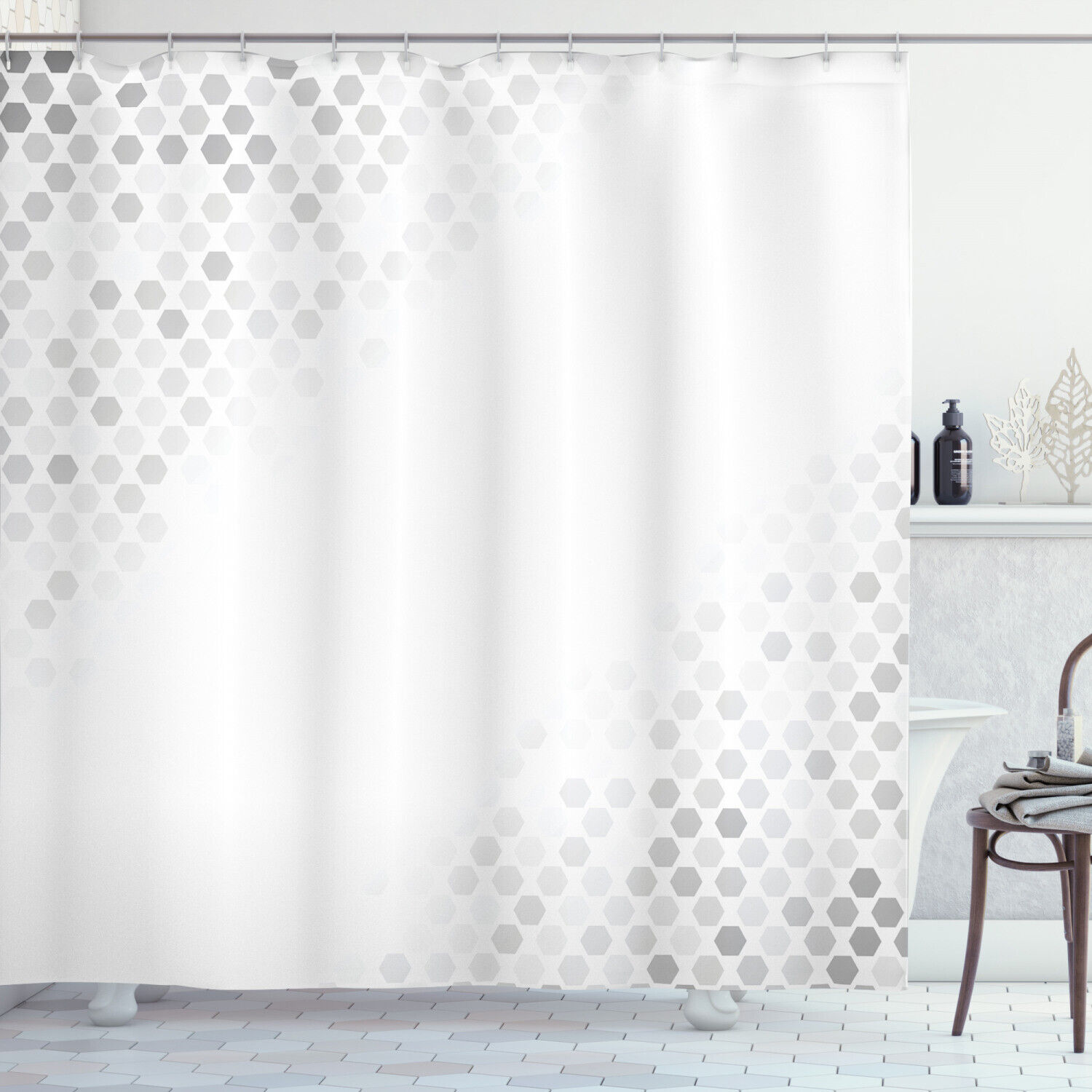 Mosaic Art Geometric Pattern Shower Curtain For Modern Bathroom Decor