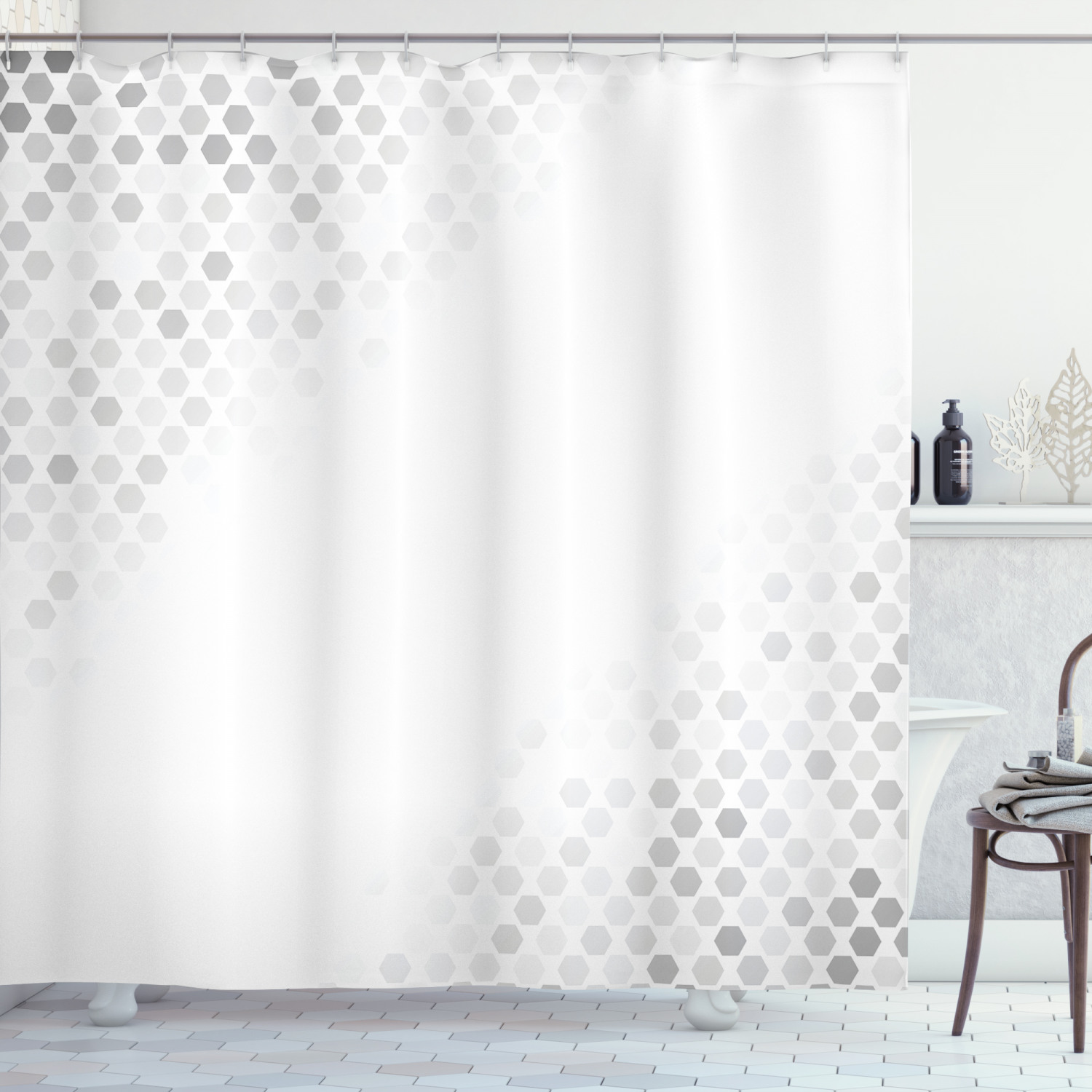 Mosaic Art Geometric Pattern Shower Curtain For Modern Bathroom Decor