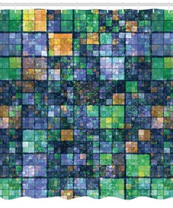 Mosaic Geometric Design Print Shower Curtain for Modern Bathrooms