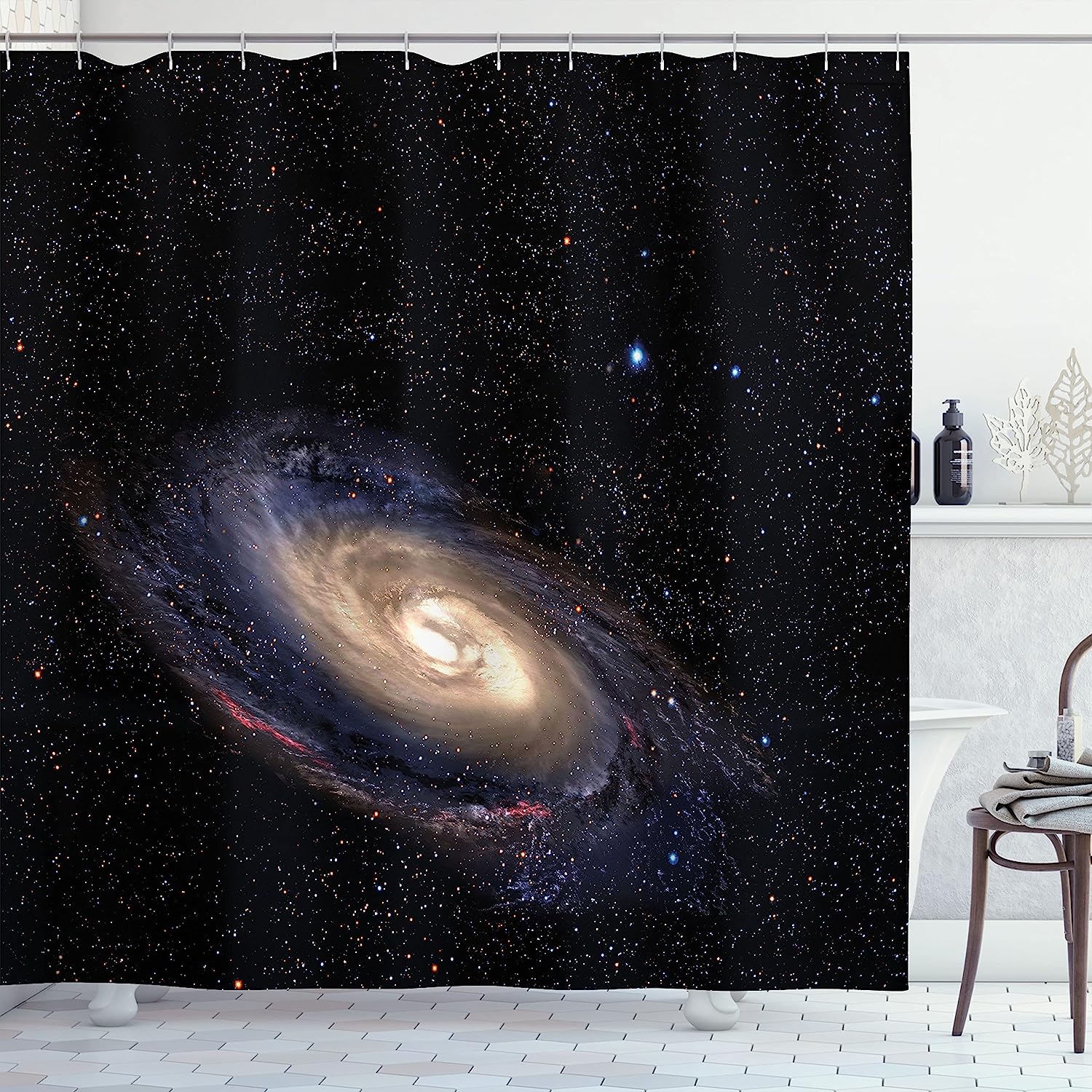 Mosaic Owl Head In Linked Angled Triangle Forms Retro Style Funk Boho Design Shower Curtain