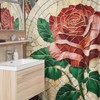 Mosaic Print of Delicate Rose York State Flower Shower Curtain for a Floral Bathroom Decor