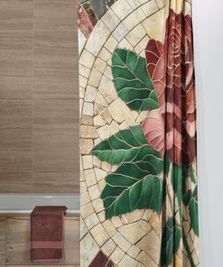 Mosaic Print of Delicate Rose York State Flower Shower Curtain for a Floral Bathroom Decor