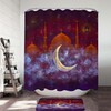 Mosque and Crescent Moon Purplish Art Painting Shower Curtain Set for Elegant Bathroom Decor