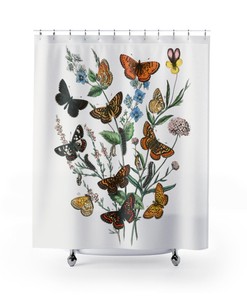 Moth Art Butterfly Shower Curtain - Nature Print With Moth Skies For A Creative And Fresh Bathroom Look