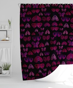 Moth Butterflies Design Moody Dark Academia Aesthetic Pink Shower Curtain