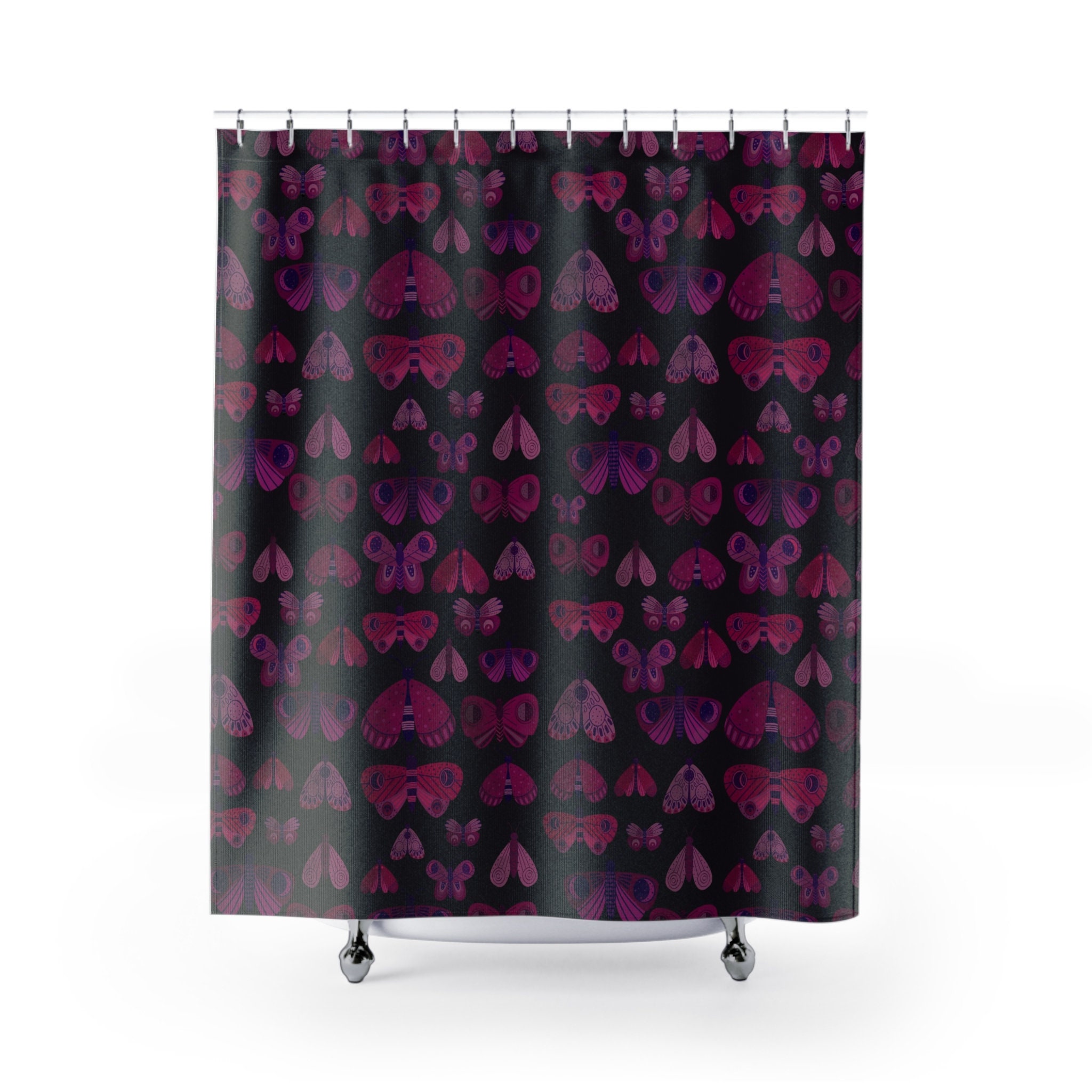 Moth Butterflies Design Moody Dark Academia Aesthetic Pink Shower Curtain