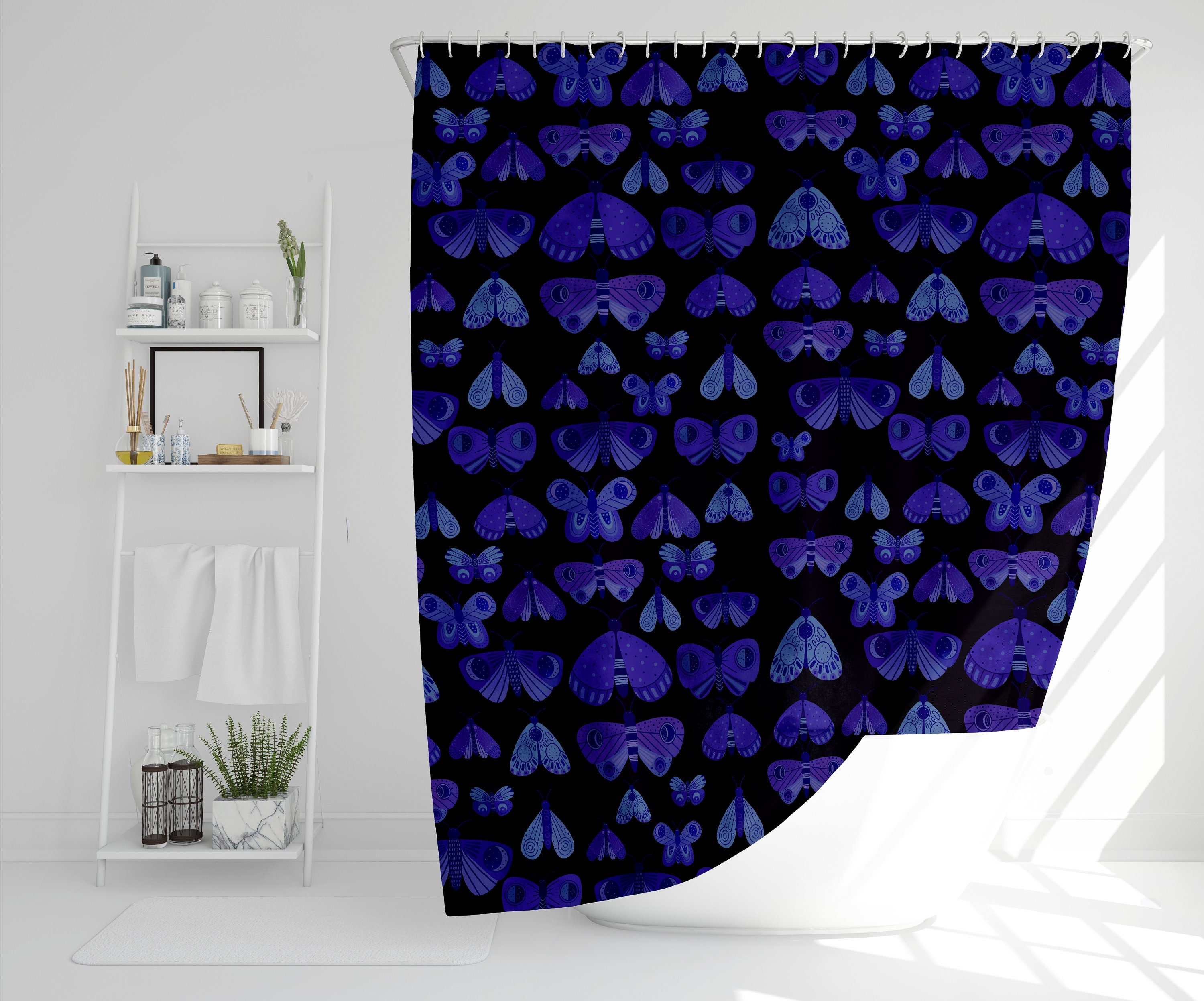 Moth Butterflies Design Moody Dark Academia Aesthetic Shower Curtain