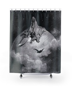Moth Floral Shower Curtain - Black Bathroom Decor With Nature And Gothic Style