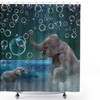 Mother And Kids Play Bubble On Grass Under The Night Sky Elephant Shower Curtain 