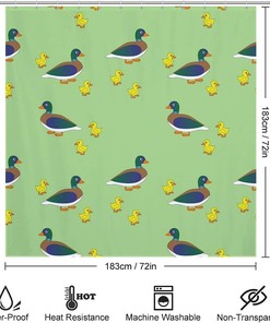 Mother Duck with Her Ducklings Printed Bathroom Shower Curtain Fabric for Home Decoration
