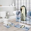 Mother Penguin and Baby Penguin on Ice Bathroom Decor Waterproof Shower Curtain with U-Shape Contour