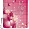 Mother's Day Bathroom Curtain Shower Curtain with Floral Love Heart Wooden Print for Unique Bathroom Decor