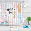Mother's Day Watercolor Flowers Heart Balloons Print Shower Curtain for Bathroom Decor
