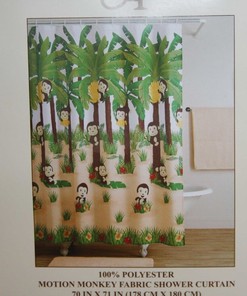 Motion Monkey Palm Trees and Bright Colors Unique Shower Curtain for Fun Bathroom Decor