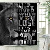 Motivational Lion Quote Shower Curtain Black Inspirational Positive African Wildlife Animal Cool Men Boys Home Bathroom