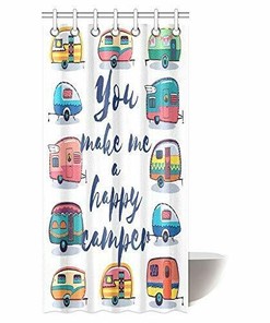 Motivational You Make Me Happy Camper Camper Shower Curtain With Caravans