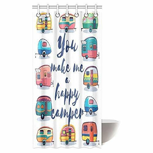 Motivational You Make Me Happy Camper Camper Shower Curtain With Caravans
