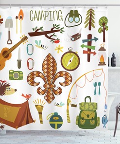 Motor Rv Bathroom Stall Shower Curtain Happy Camper Shower Curtain For A Travel Theme 