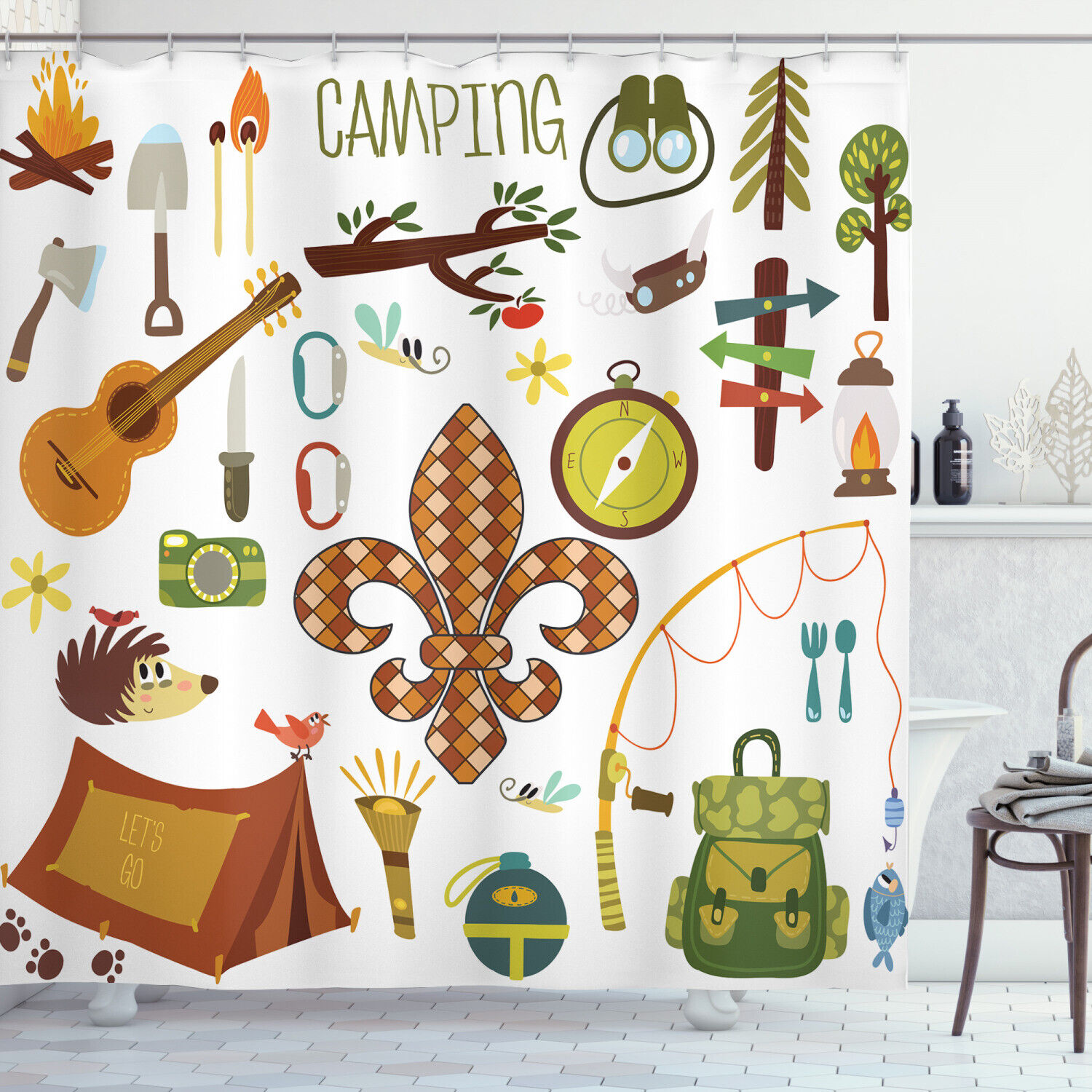 Motor Rv Bathroom Stall Shower Curtain Happy Camper Shower Curtain For A Travel Theme