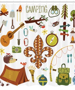 Motor Rv Bathroom Stall Shower Curtain Happy Camper Shower Curtain For A Travel Theme