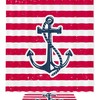 Mottled Red White Anchor Waterproof Full Size Shower Curtain for Nautical Bathroom Decor
